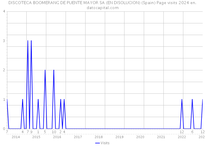 DISCOTECA BOOMERANG DE PUENTE MAYOR SA (EN DISOLUCION) (Spain) Page visits 2024 